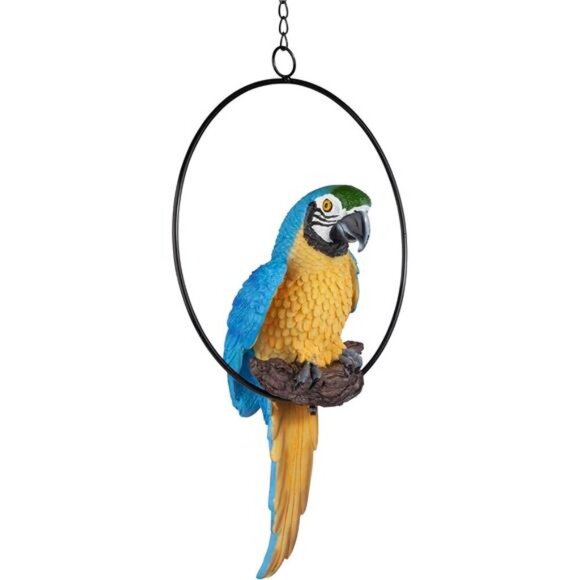 Polly in Paradise Parrot Hanging Bird Ring Perch Indoor/Outdoor Statue,14 Inches - Picture 1 of 7